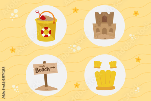 Beach Summer Elements Illustration Collection