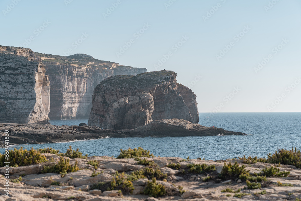 Nice cliffs in Gozo with the beautiful blue sea. 