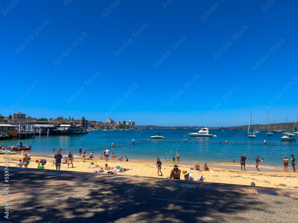 Panoramic  View Manly Beach Sydney NSW Australia. beautiful blue turquoise waters, great for swimming 