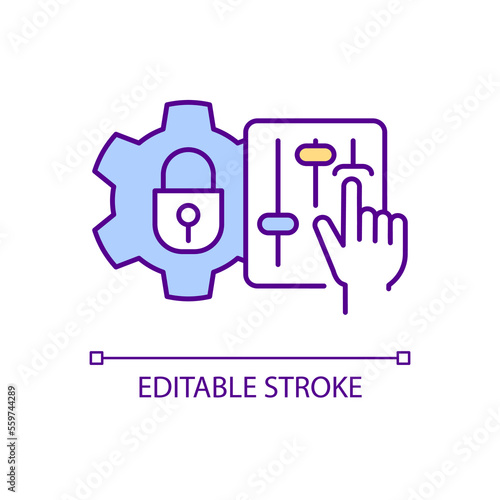 Data security settings RGB color icon. Adjustable system of internet safety. Protected access to information. Isolated vector illustration. Simple filled line drawing. Editable stroke