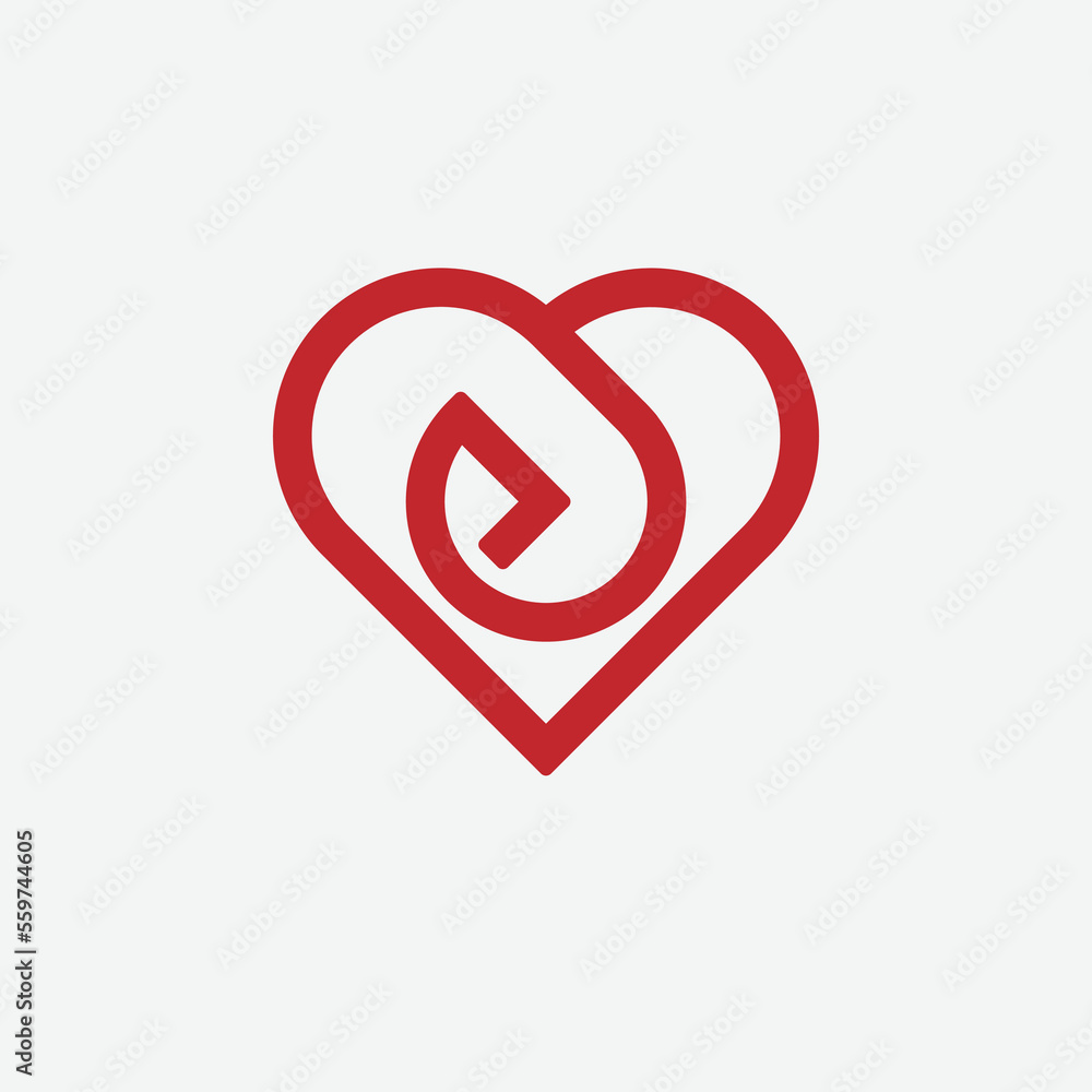 Love clock, red alarm clock and heart symbol logo design Love clock, red alarm clock and heart symbol logo design