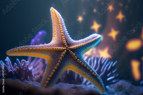 An extremely sharp and detailed portrait of starfish macro. Generative AI. Detailed starfish. The best picture of a starfish. © UIMEGA