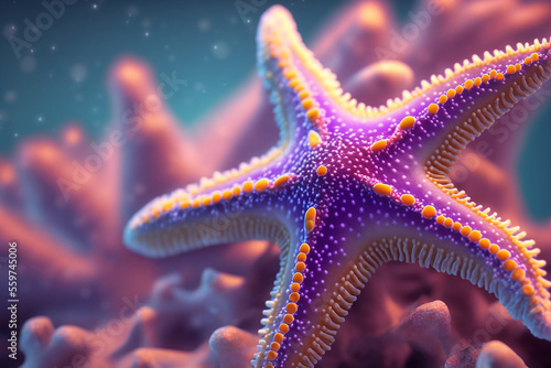An extremely sharp and detailed portrait of starfish macro. Generative AI. Detailed starfish. The best picture of a starfish.