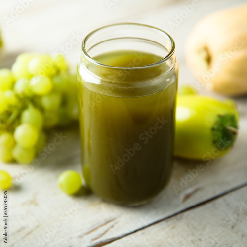 Healthy green smoothie with grape