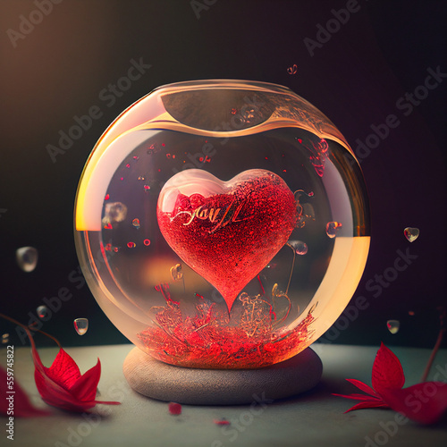 GENERATIVE AI, VALENTINE, VALENTINE'S DAY, LOVE, HEART, GLASS BALL, LGTBQ