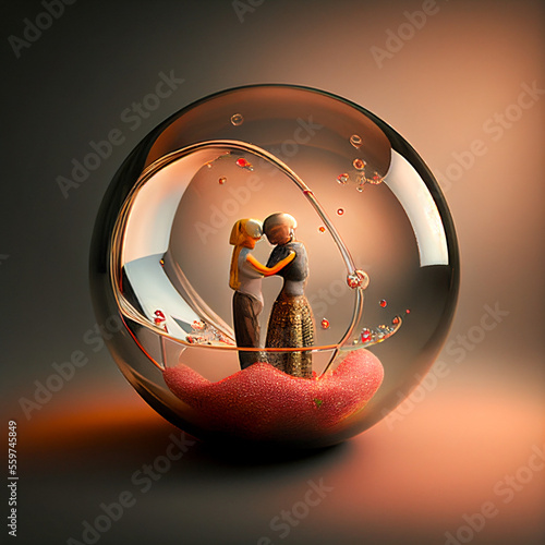 GENERATIVE AI, VALENTINE, VALENTINE'S DAY, LOVE, HEART, GLASS BALL, LGTBQ
