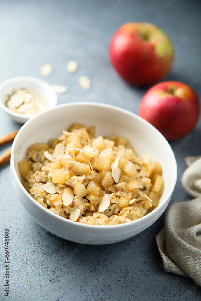 Homemade oatmeal porridge with apples Homemade oatmeal porridge with apples