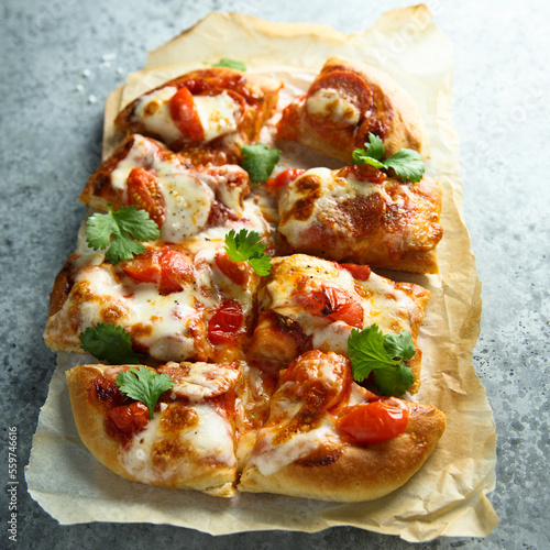 Homemade pizza with sausage