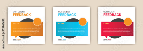 customer feedback or Client testimonials social media post template with square size, eps 10