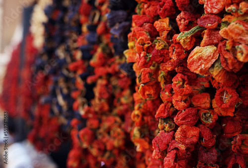 Red dried spices, Gaziantep, Southeastern Anatolia, Turkey photo