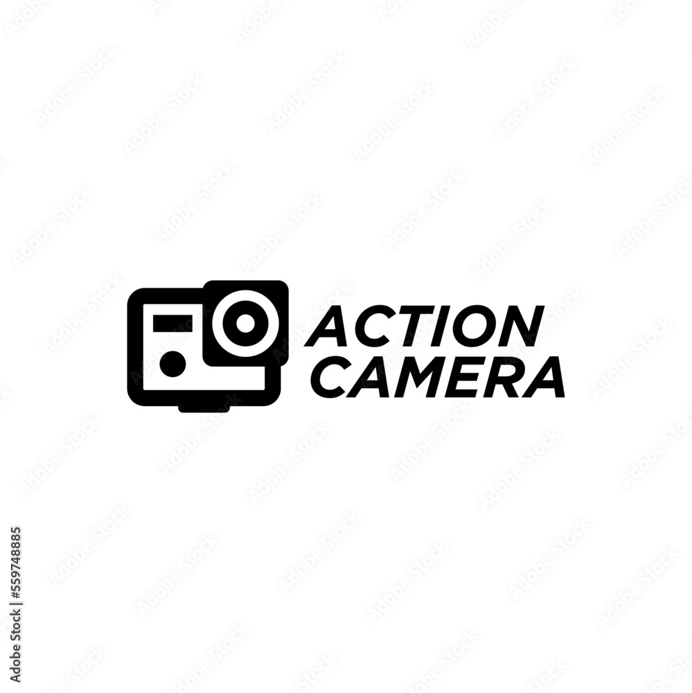 Action camera logo. Camera for active sports Action camera logo. Camera for active sports