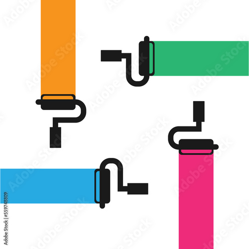 Coorful paint roller brush background vector illustration