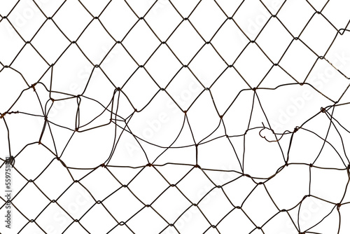 Background or texture from a metal mesh with holes on a white background