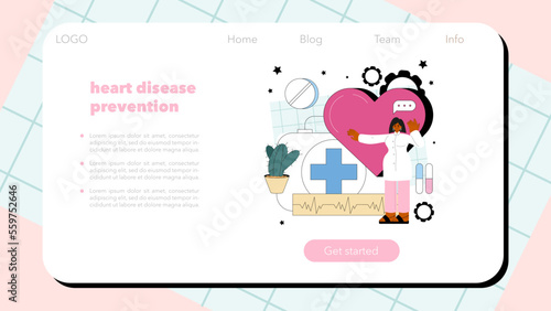 Cardiologist web banner or landing page. Idea of heart medical diagnostic