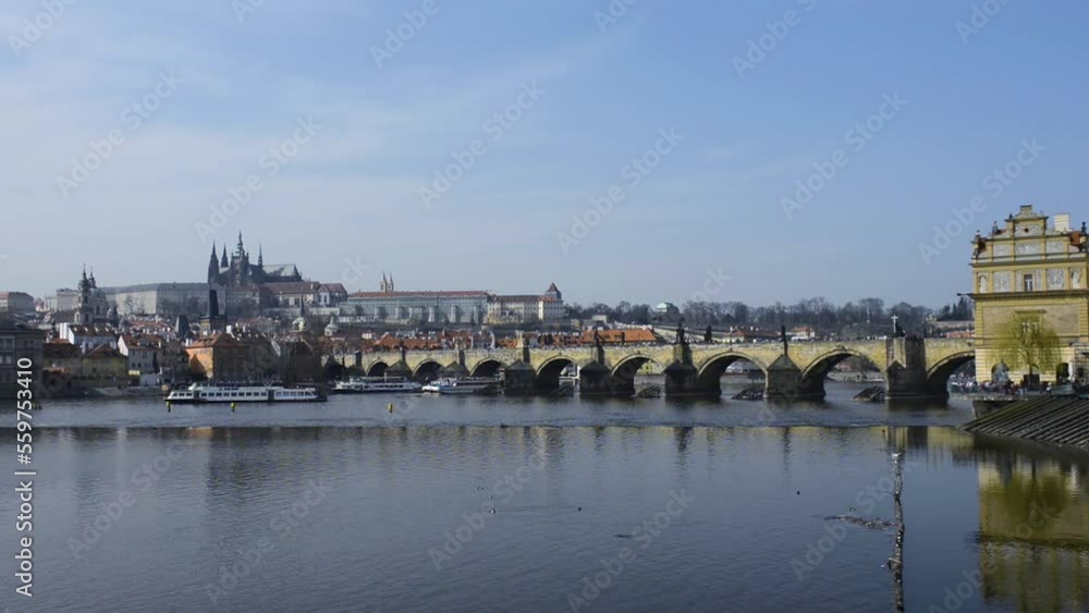 A beautiful view of the river in Prague A beautiful view of the river in Prague
