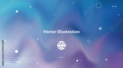 Abstract multi-color blurred holographic gradient background with geometric circle element vector cover illustration set. Wave water blurred gradient background website template