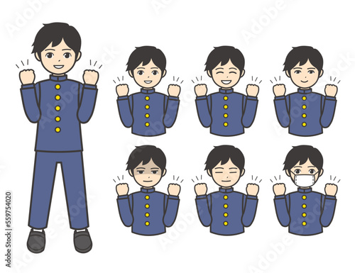 男子学生 ガッツポーズ01