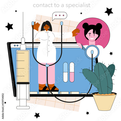 Therapist online service or platform. Healthcare and prevention