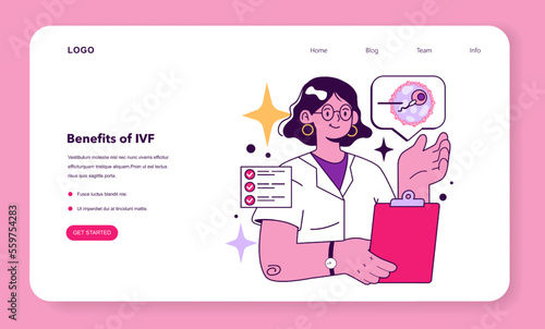 In vitro fertilization benefits web banner or landing page. Infertility