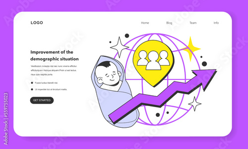 Improvement of the demographic situation web banner or landing page