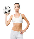 Happy athlete holding a soccer ball