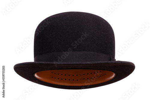 Εκτύπωση καμβά Black bowler hat front view isolated