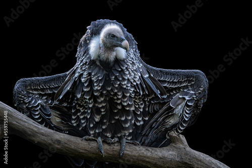 Ruppell's griffon vulture (Gyps rueppellii) isolated on black background photo