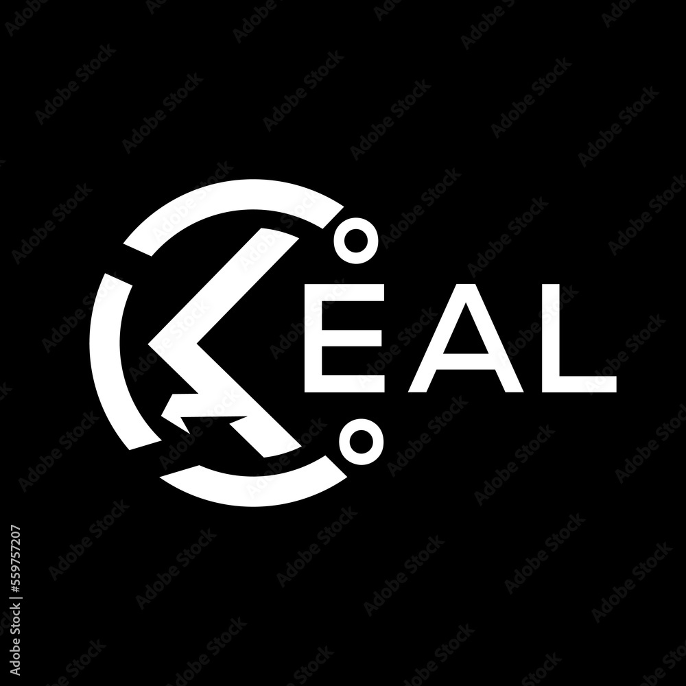 EAL letter logo. EAL white image on black background. EAL vector logo