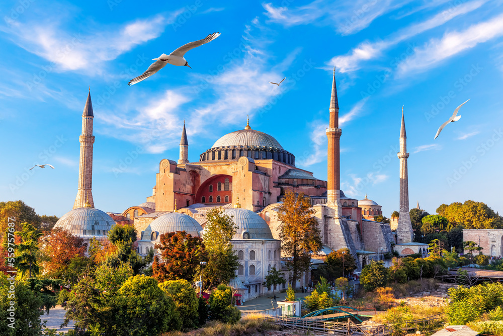 Fototapeta premium Amazing view on Hagia Sophia in Istanbul, Turkey