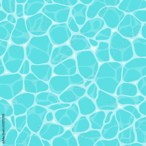 Water texture. Swimming pool water ripples, sea surface reflections and caustic pattern seamless vector background