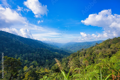 登山道から眺める山間部の風景 タイ・カムペーンペット