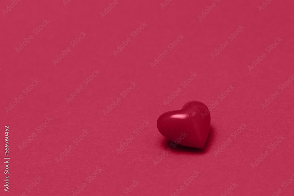 Valentines day heart on same color background. Monochromatic vivid color. Valentine's day concept. Close up, copy space.