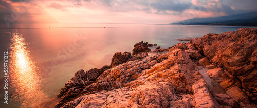 rocky coast of Istria, Croatia, Rabac resort...exclusive - this image is sold only on Adobe stock photo