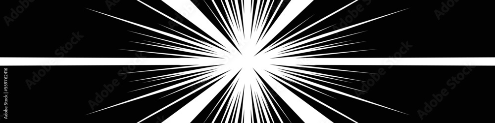 Fototapeta premium 横に長い長方形の漫画風の集中線の素材