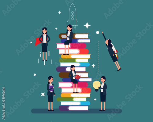 Business people knowledge and education. Vector illustration business education concept