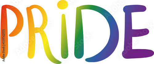 Gender, LGBT Doodle Rainbow Gradient Lettering. Title Pride photo