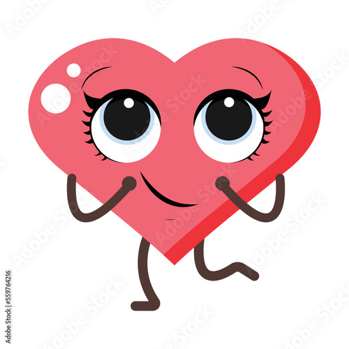 Cartoon heart character.  Cute love symbols with face