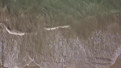 Pacific Ocean. High tide. Beautiful video taken from high altitude by drone over the waves.