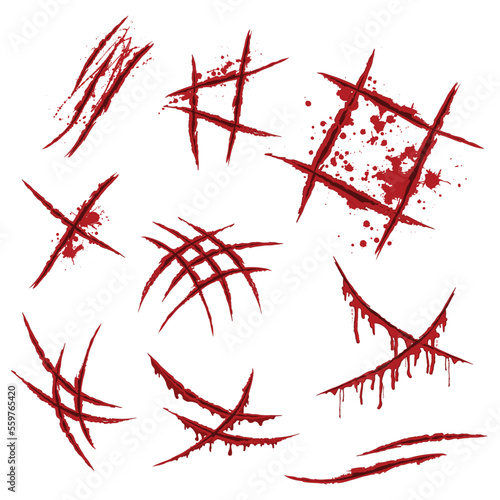 Scratched claw wounds set
