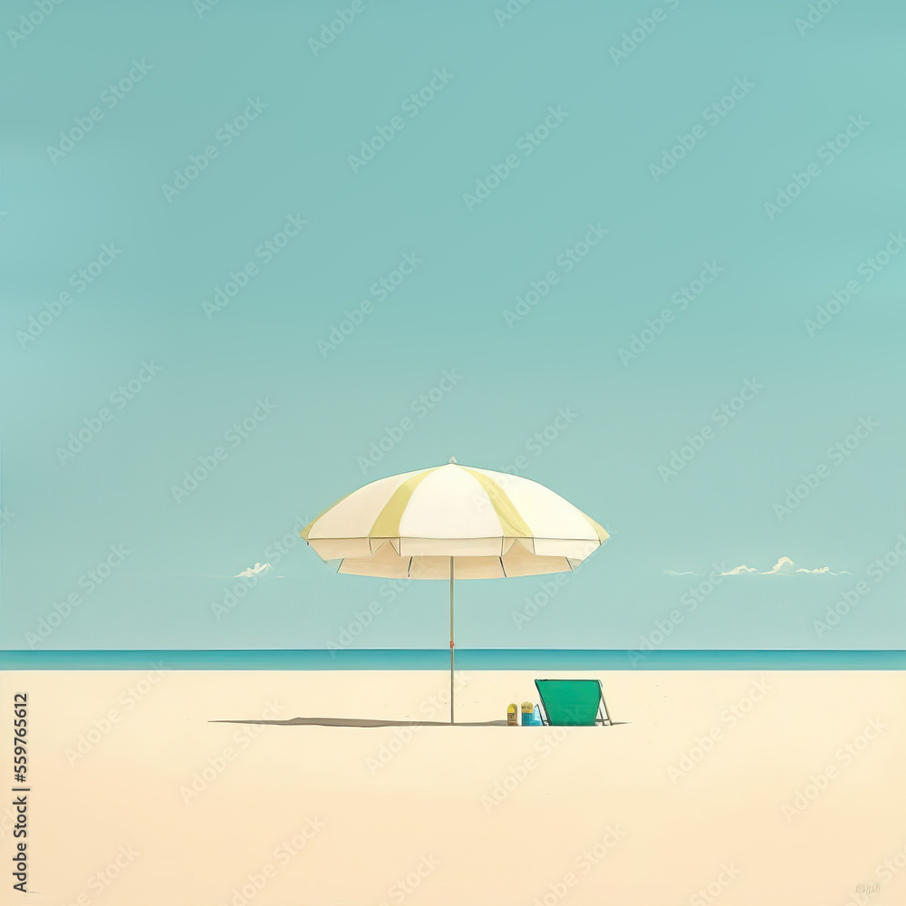 beach with umbrella. summer and vacation concept. generative ai