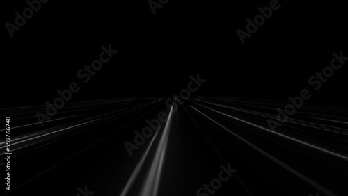 Running Line white glow motion graphic to camera on the digital grid
