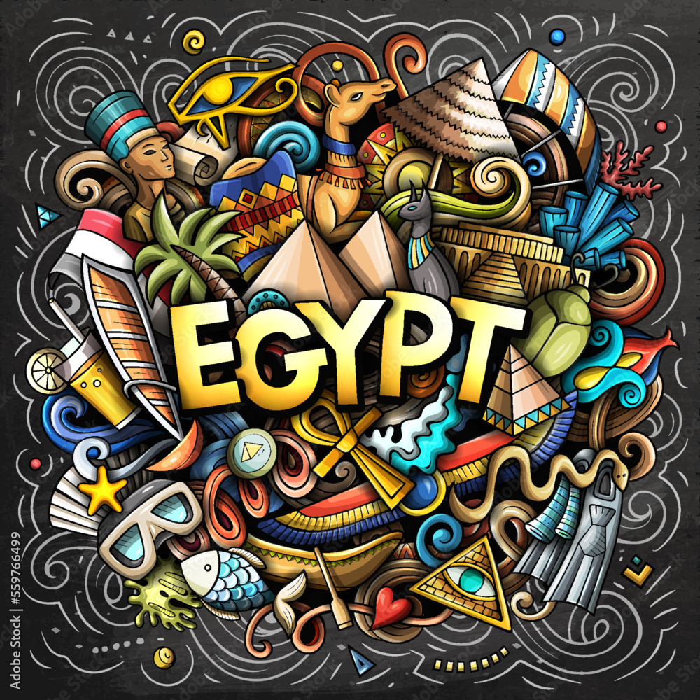 Egypt cartoon doodle illustration. Funny design