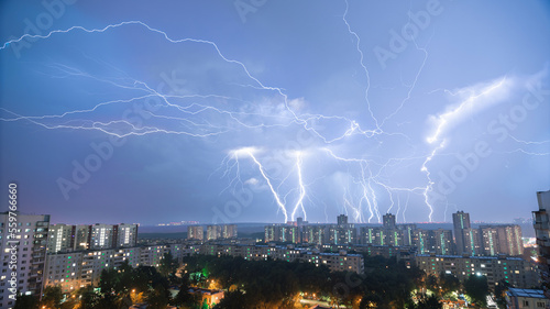 lightning over the city
