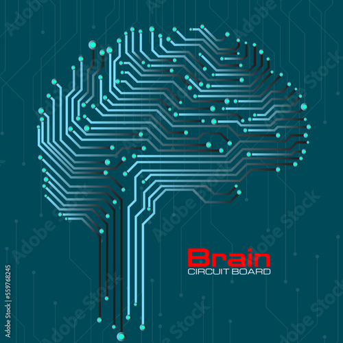 Abstract technological brain with circuit board. Vector illustration