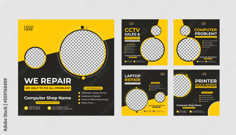 Set of editable social media ads banner template Set of editable social media ads banner template