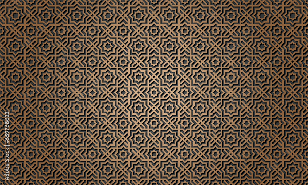 Seamless 3d Ramadan Islamic pattern in Arabian style Vector illustration	