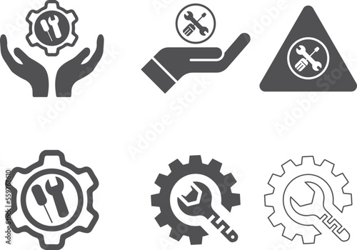 Easy maintenance icon set,  maintenance icon set black vector