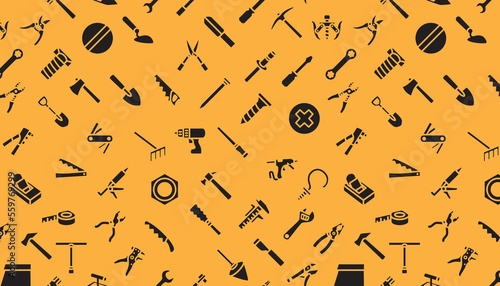 Vector pattern of tool. Line style Icons.