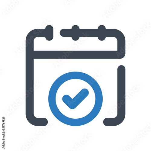 Check Calendar icon - vector illustration . Check, Date, Calendar, Schedule, Event, Booking, Confirm, Appointment, day, time, line, outline, icons .