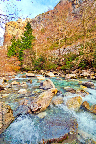 Veral River, Ansó Valley, Valles Occidentales Natural Park, Jacetania, Pyrenees, Huesca, Aragón, Spain, Europe photo